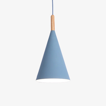 Nordic Metal Cone Pendant Light with Wooden Detail | Larvion