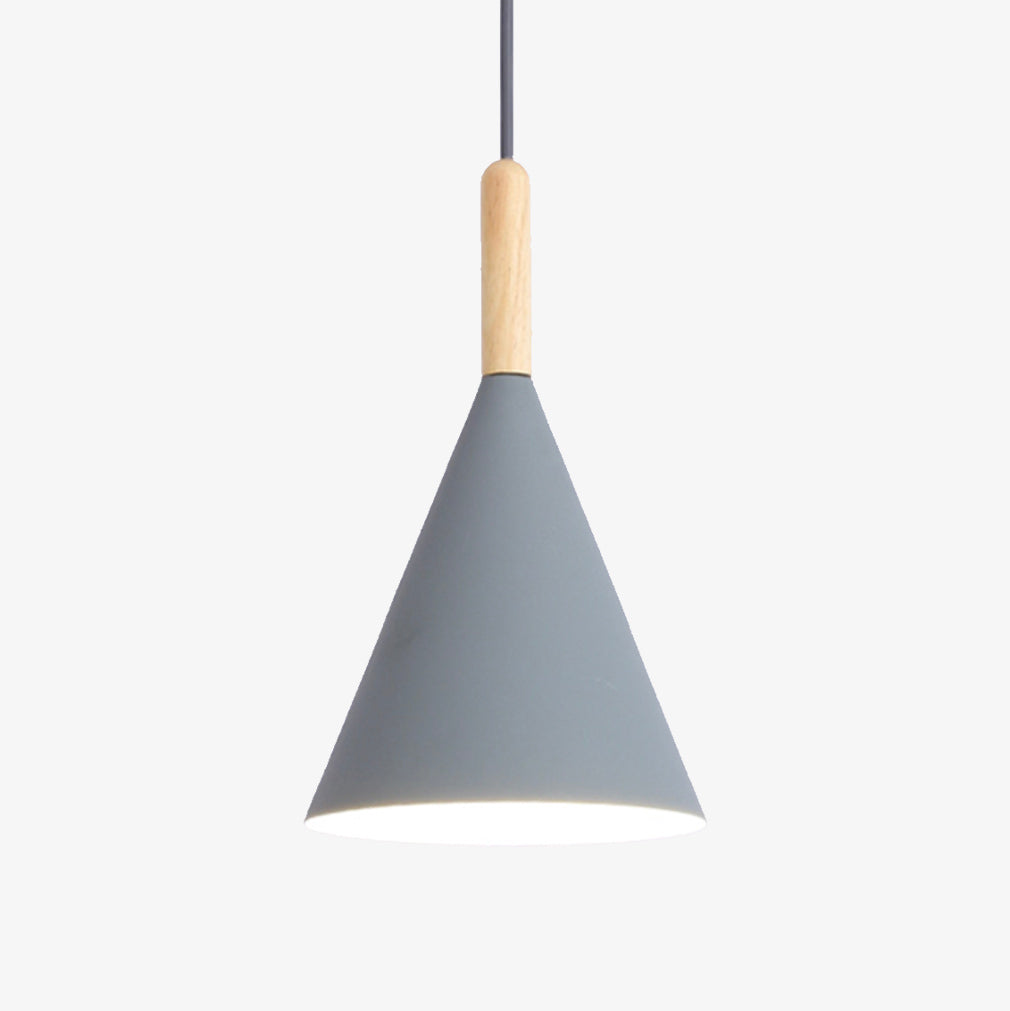Nordic Metal Cone Pendant Light with Wooden Detail | Larvion