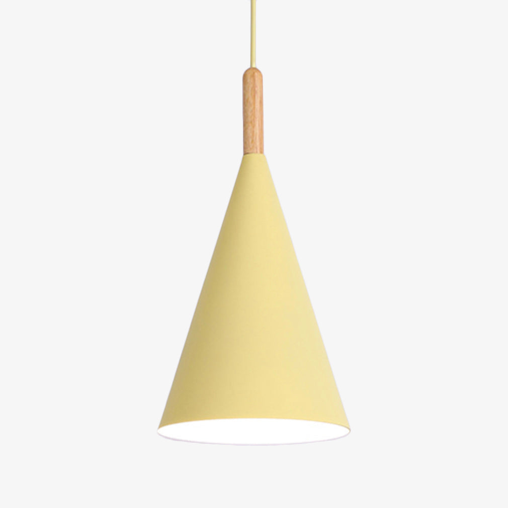 Nordic Metal Cone Pendant Light with Wooden Detail | Larvion