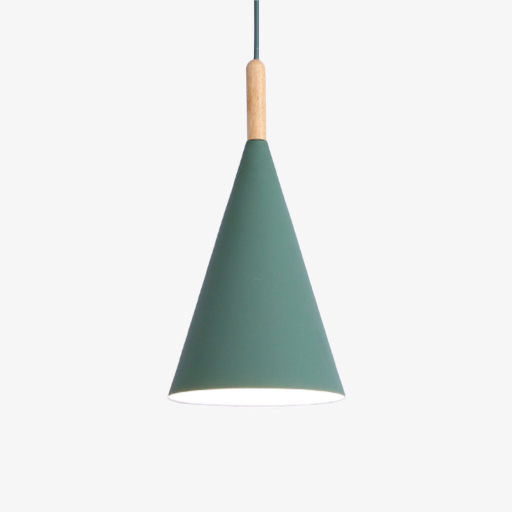 Nordic Metal Cone Pendant Light with Wooden Detail | Larvion