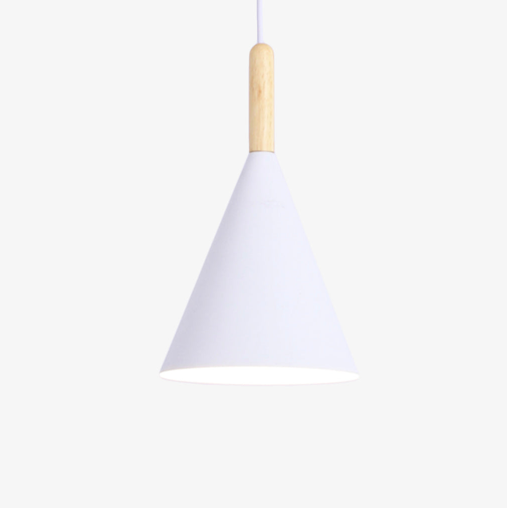 Nordic Metal Cone Pendant Light with Wooden Detail | Larvion