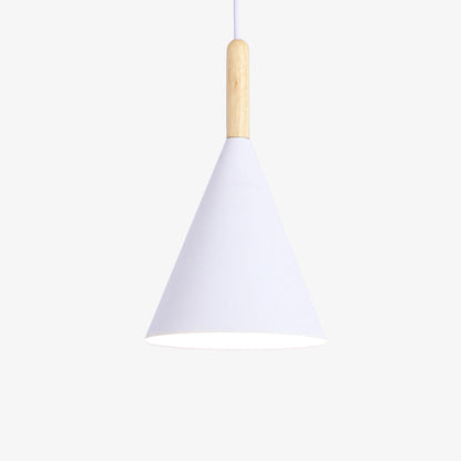 Nordic Metal Cone Pendant Light with Wooden Detail | Larvion