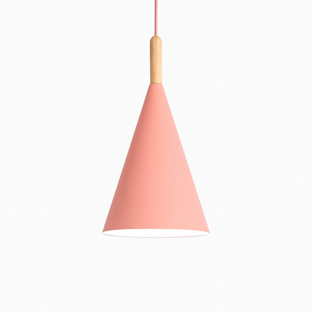 Nordic Metal Cone Pendant Light with Wooden Detail | Larvion