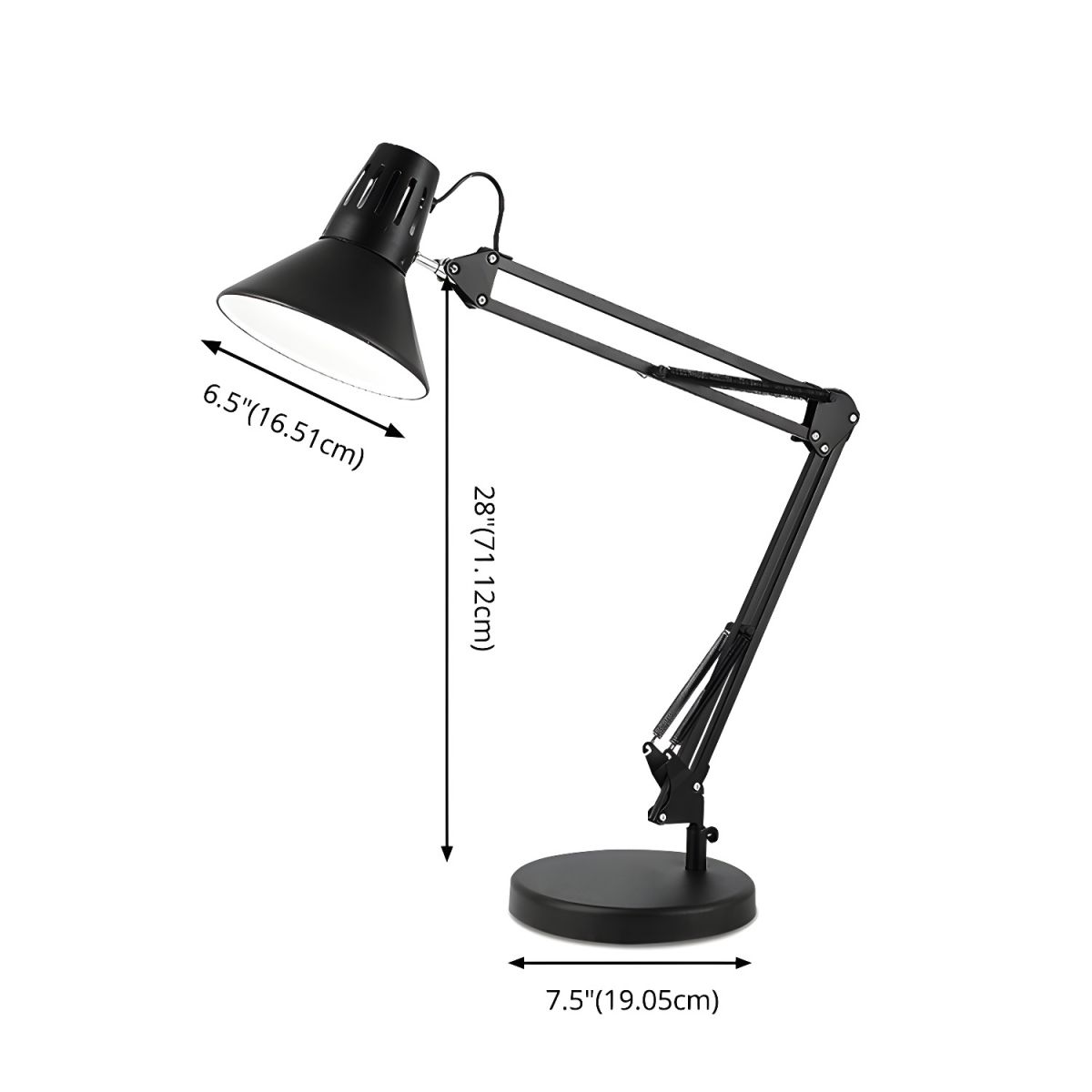 Nordic Metal Cone Shade Table Lamp with Adjustable Arm | Varnico