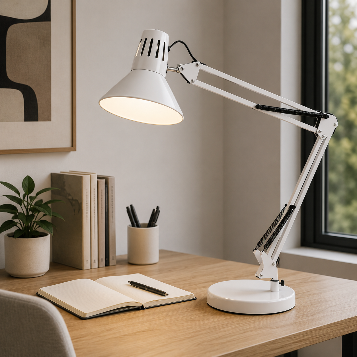 Nordic Metal Cone Shade Table Lamp with Adjustable Arm | Varnico