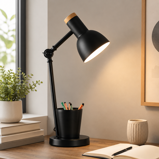 Nordic Metal Desk Lamp with Pen Holder Modern Style | Valnoro