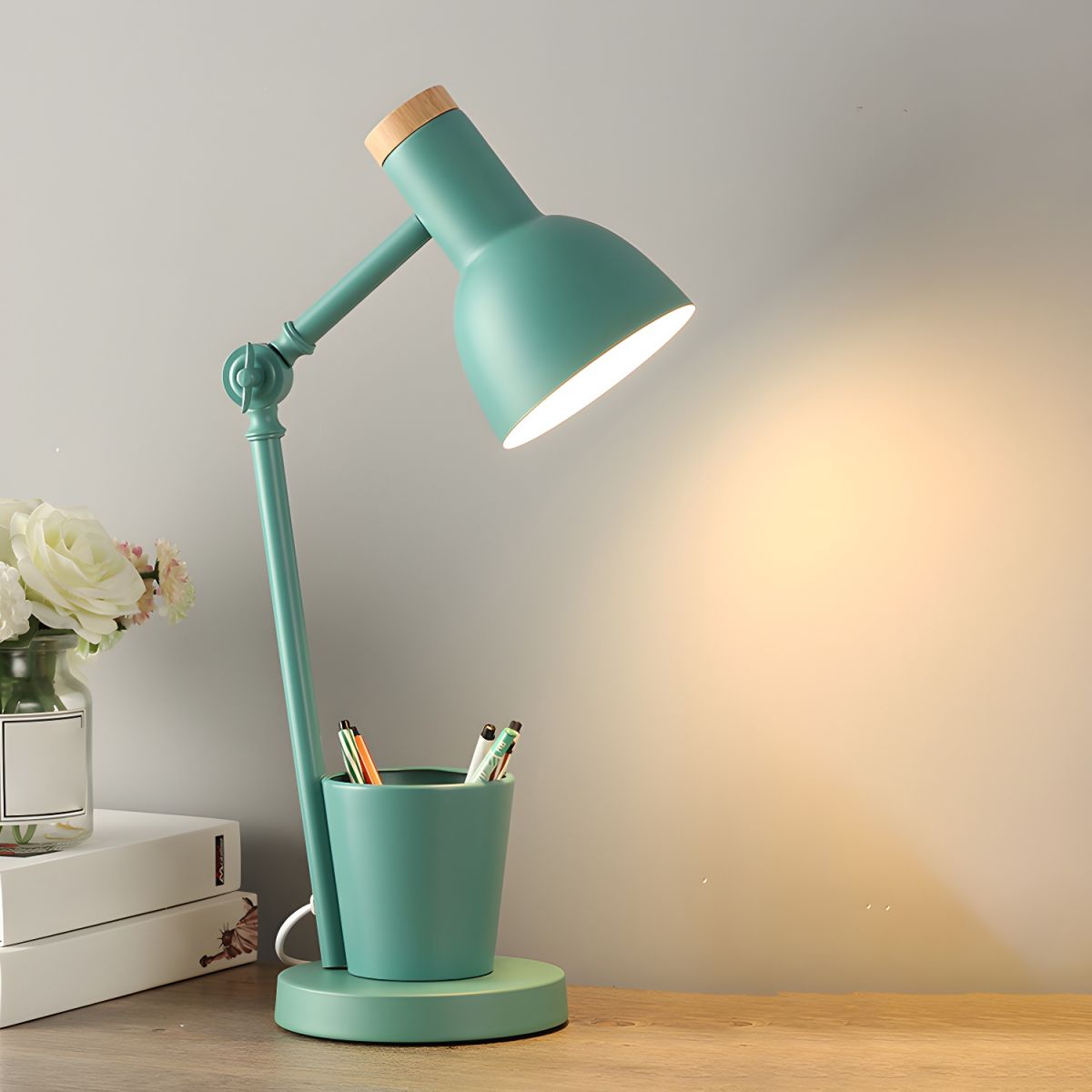 Nordic Metal Desk Lamp with Pen Holder Modern Style | Valnoro
