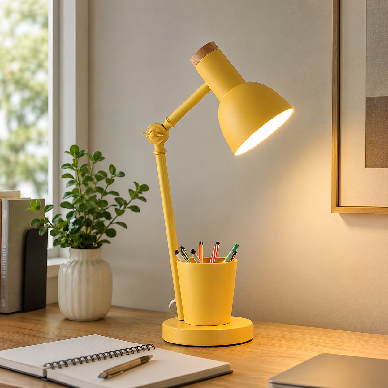 Nordic Metal Desk Lamp with Pen Holder Modern Style | Valnoro