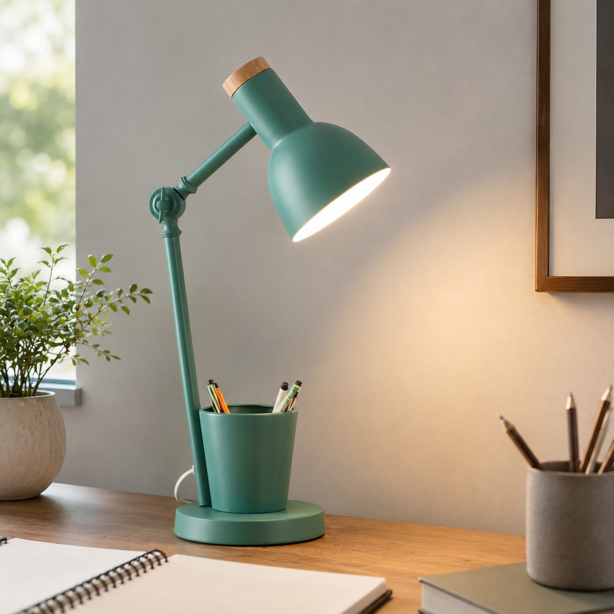 Nordic Metal Desk Lamp with Pen Holder Modern Style | Valnoro