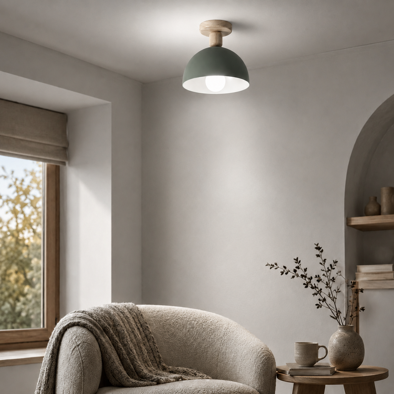 Nordic Metal Dome Semi Flush Ceiling Light Fixture | Tivorax