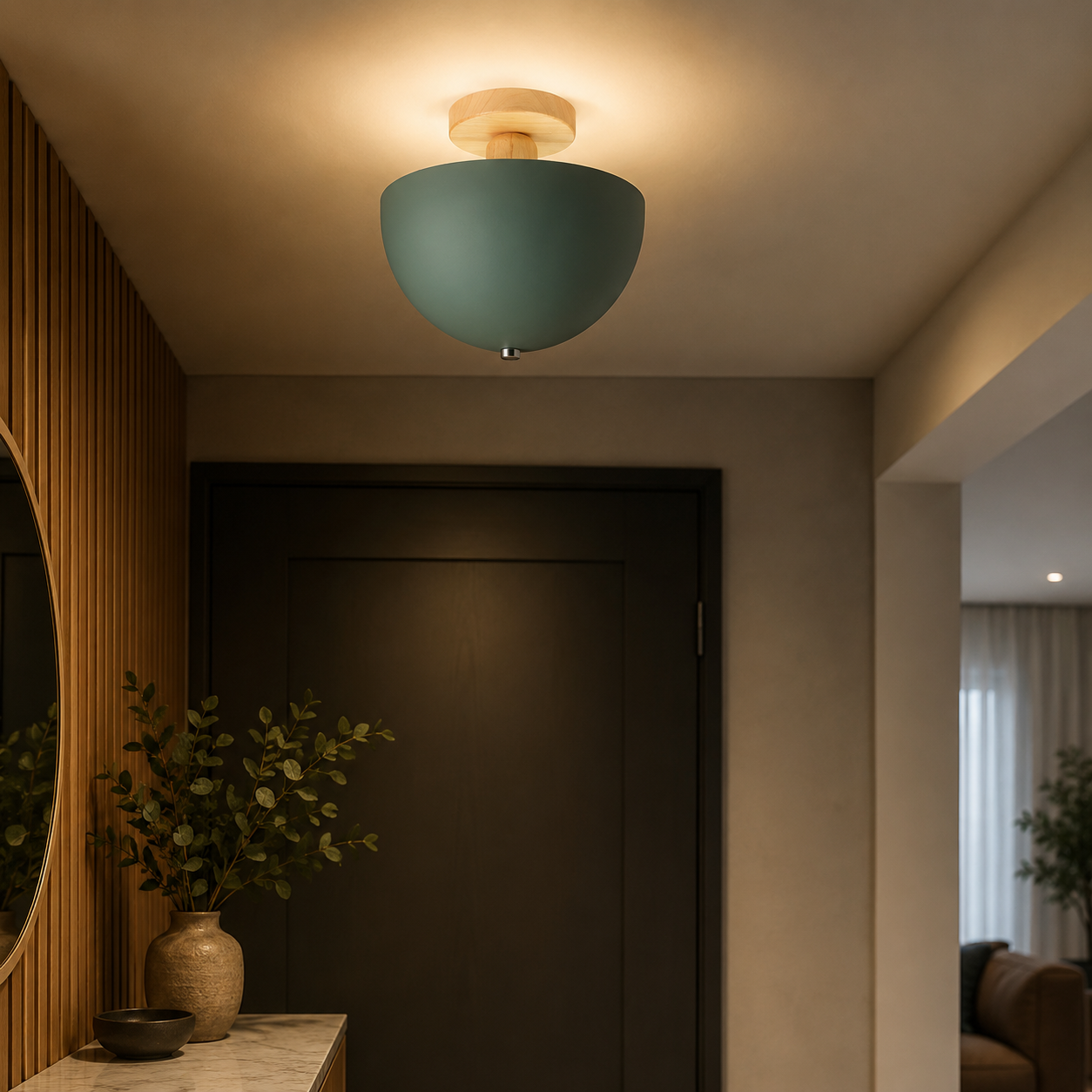 Nordic Metal Dome Semi Flush Ceiling Light Fixture | Tivorax