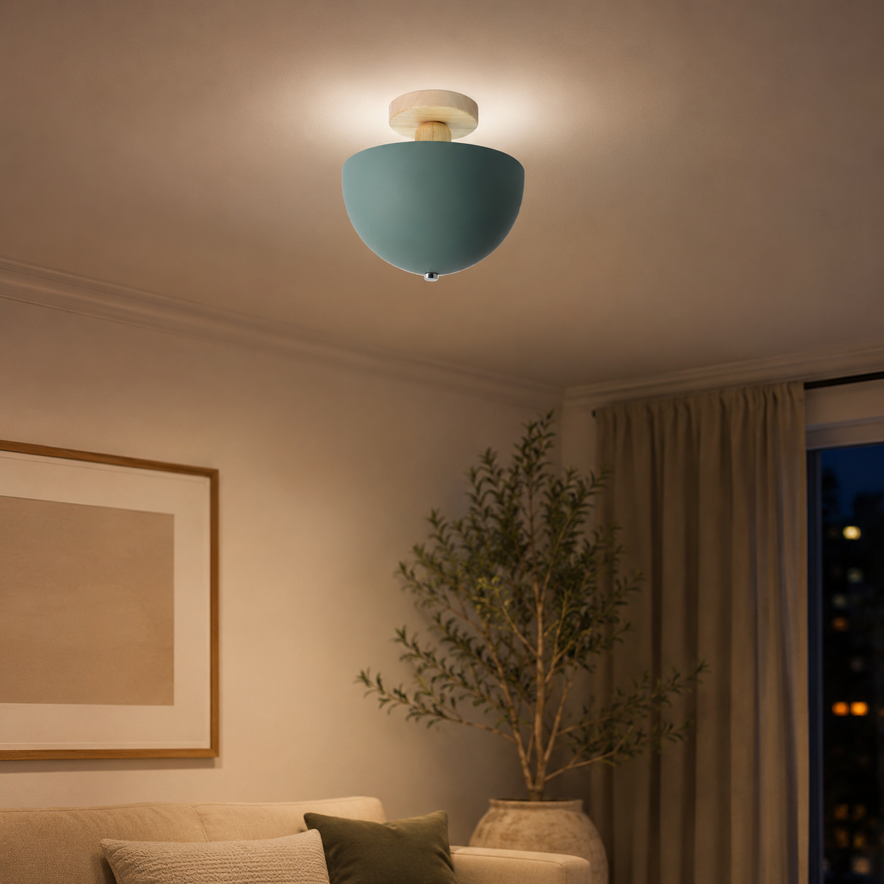 Nordic Metal Dome Semi Flush Ceiling Light Fixture | Tivorax
