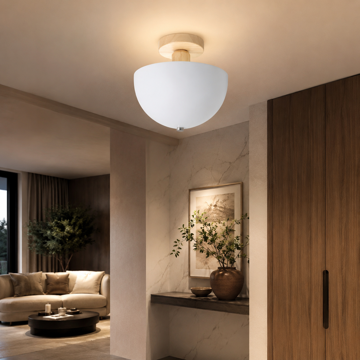 Nordic Metal Dome Semi Flush Ceiling Light Fixture | Tivorax