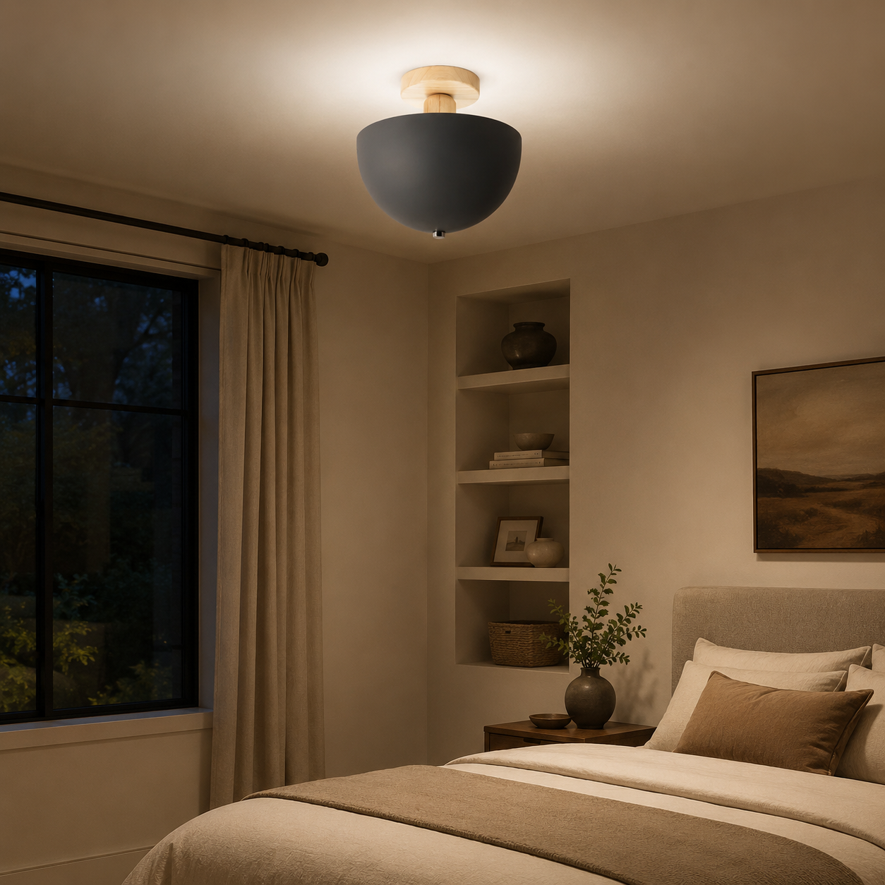 Nordic Metal Dome Semi Flush Ceiling Light Fixture | Tivorax