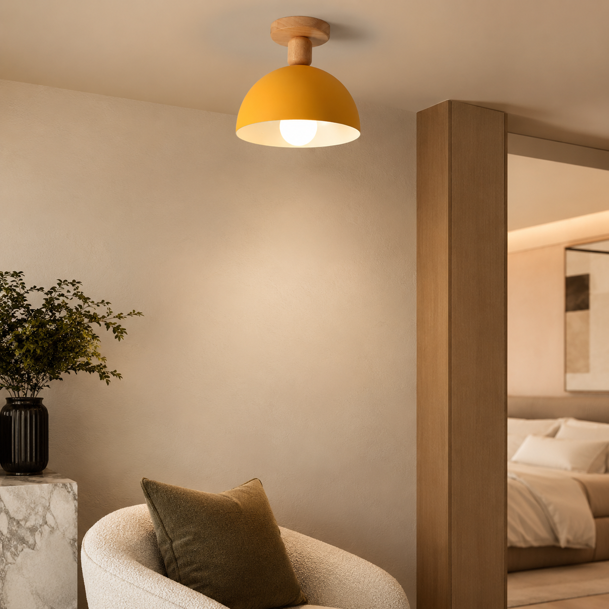 Nordic Metal Dome Semi Flush Ceiling Light Fixture | Tivorax