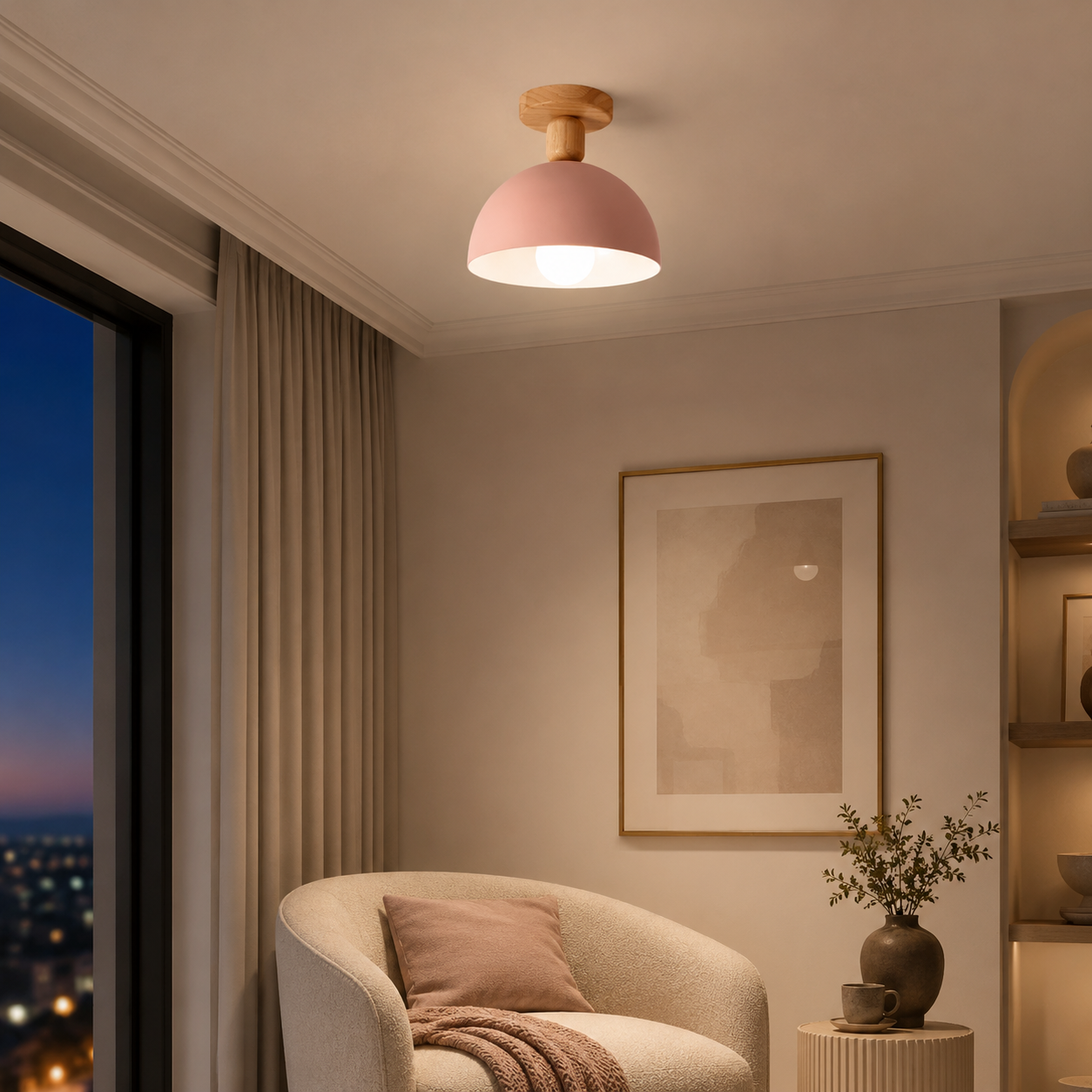 Nordic Metal Dome Semi Flush Ceiling Light Fixture | Tivorax