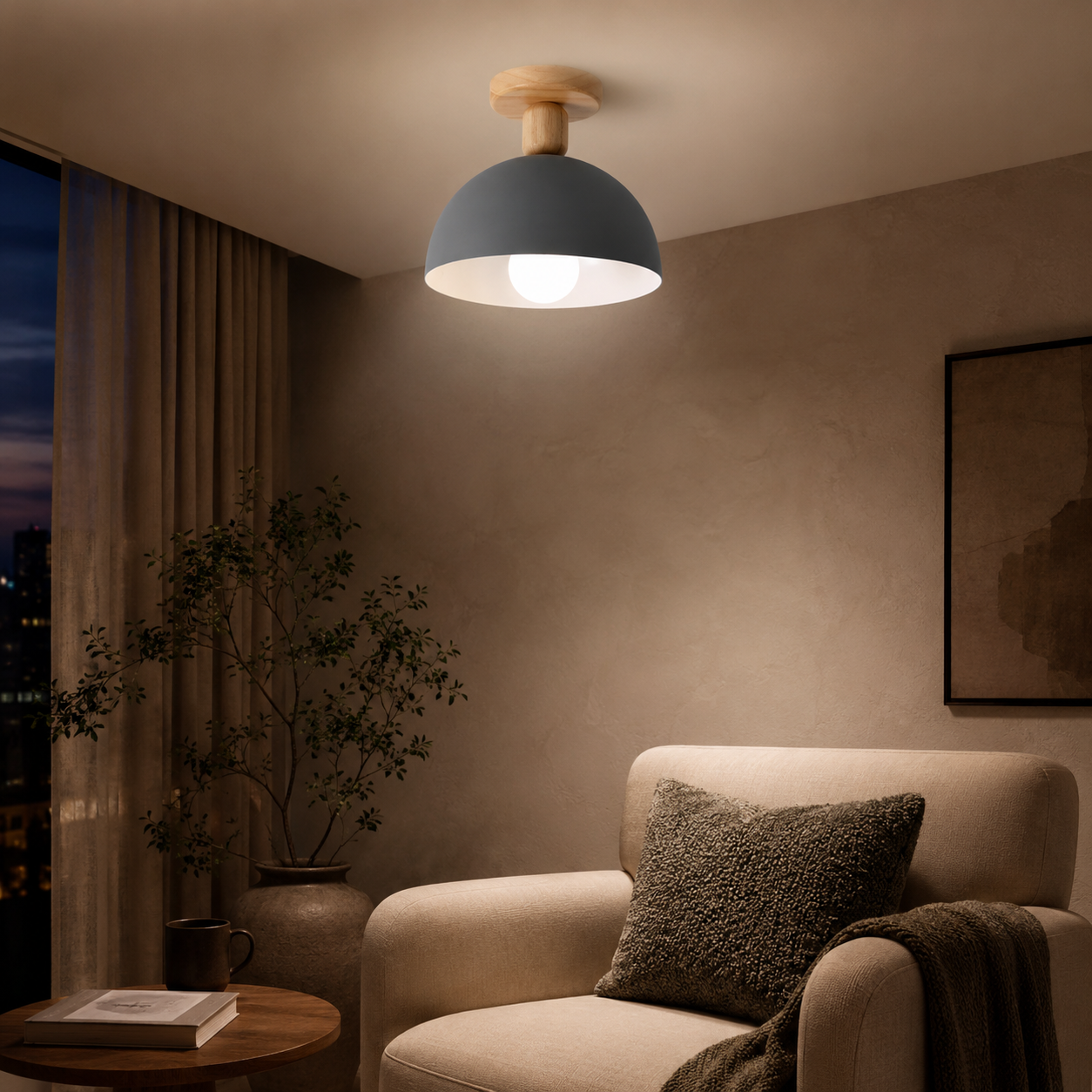 Nordic Metal Dome Semi Flush Ceiling Light Fixture | Tivorax