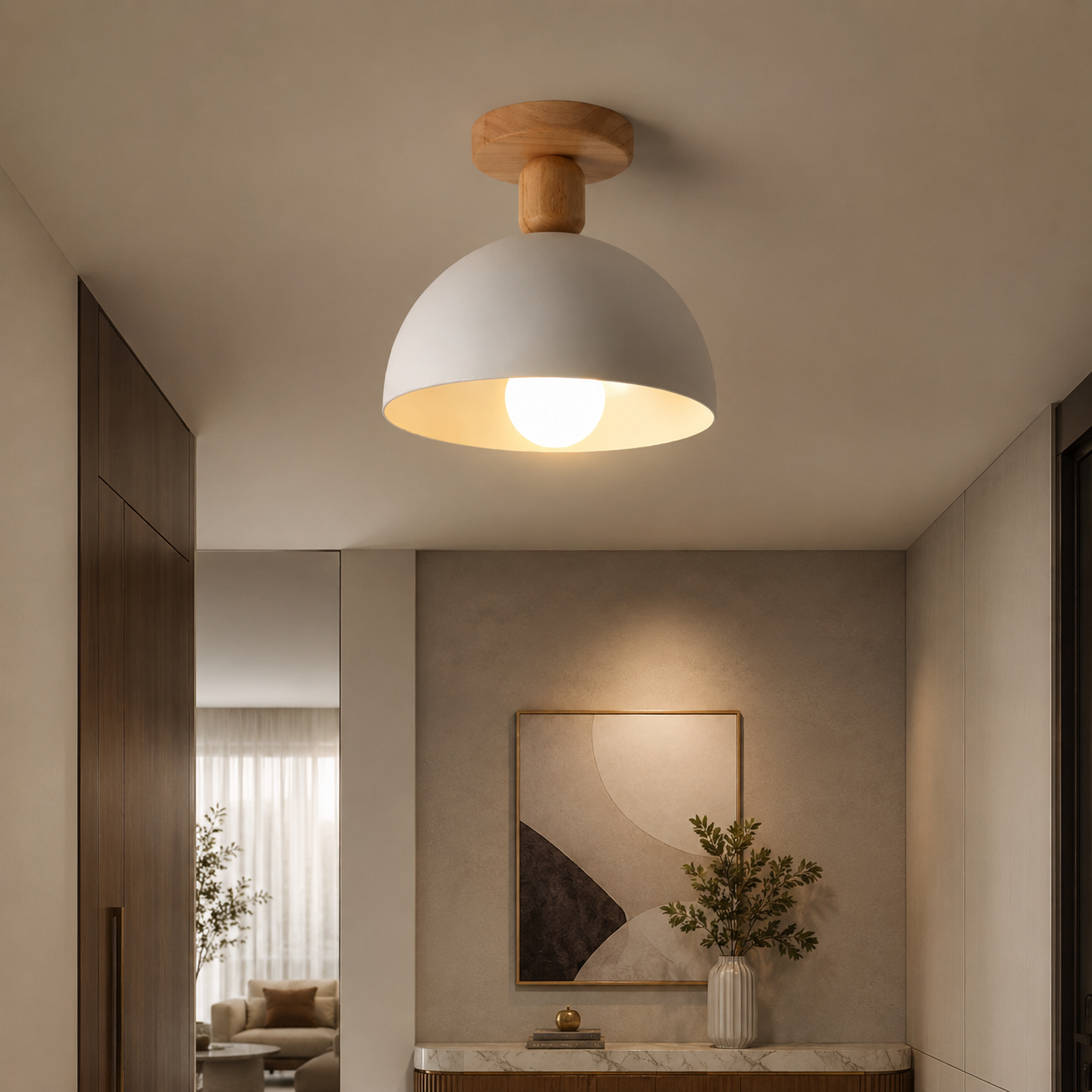 Nordic Metal Dome Semi Flush Ceiling Light Fixture | Tivorax
