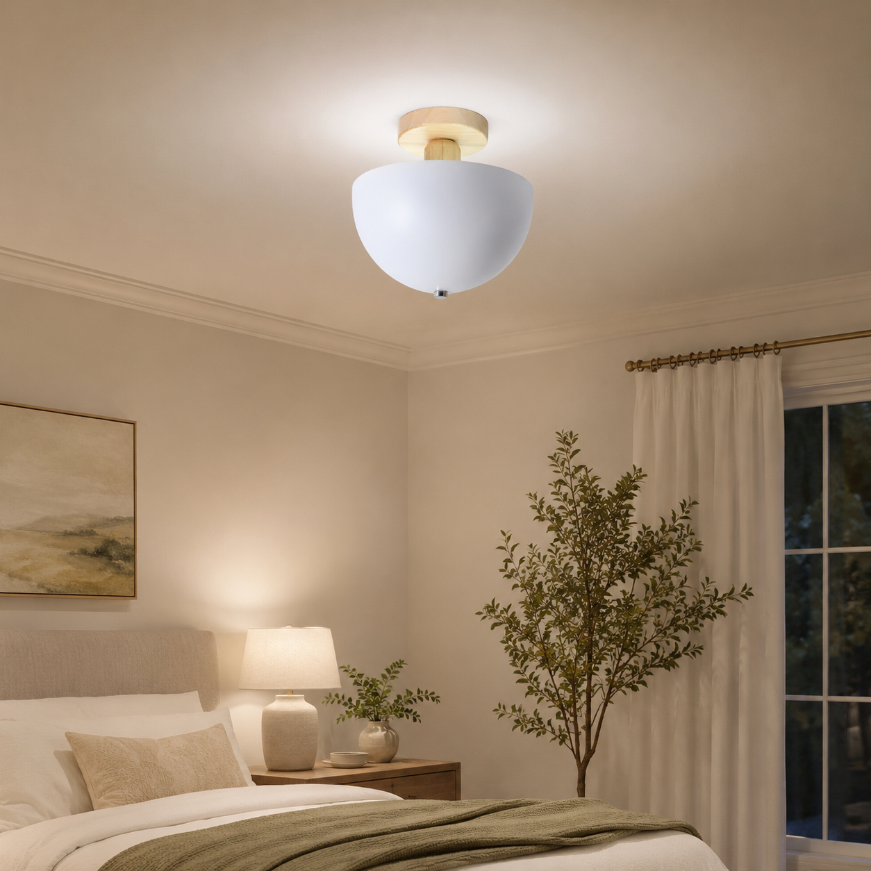Nordic Metal Dome Semi Flush Ceiling Light Fixture | Tivorax
