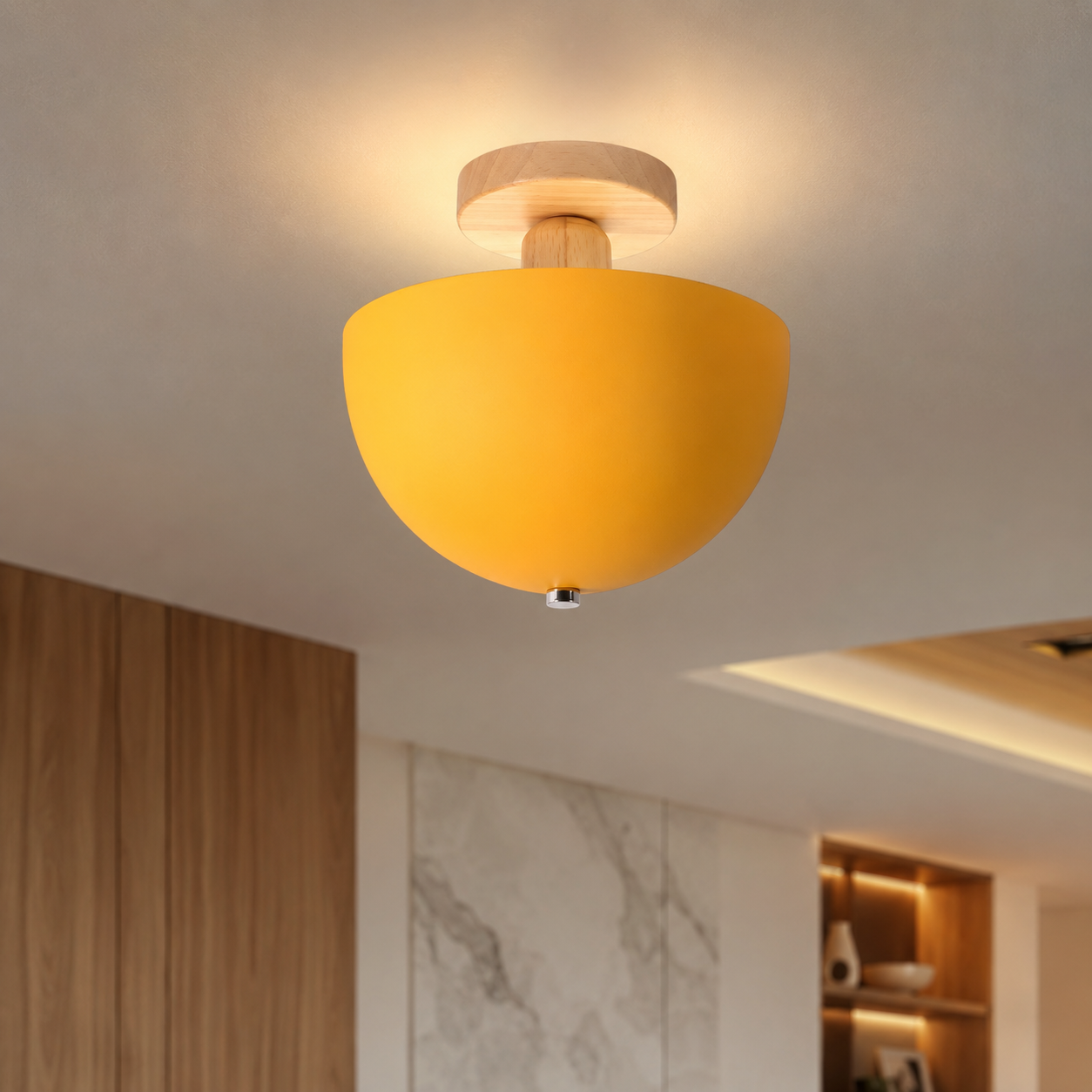 Nordic Metal Dome Semi Flush Ceiling Light Fixture | Tivorax