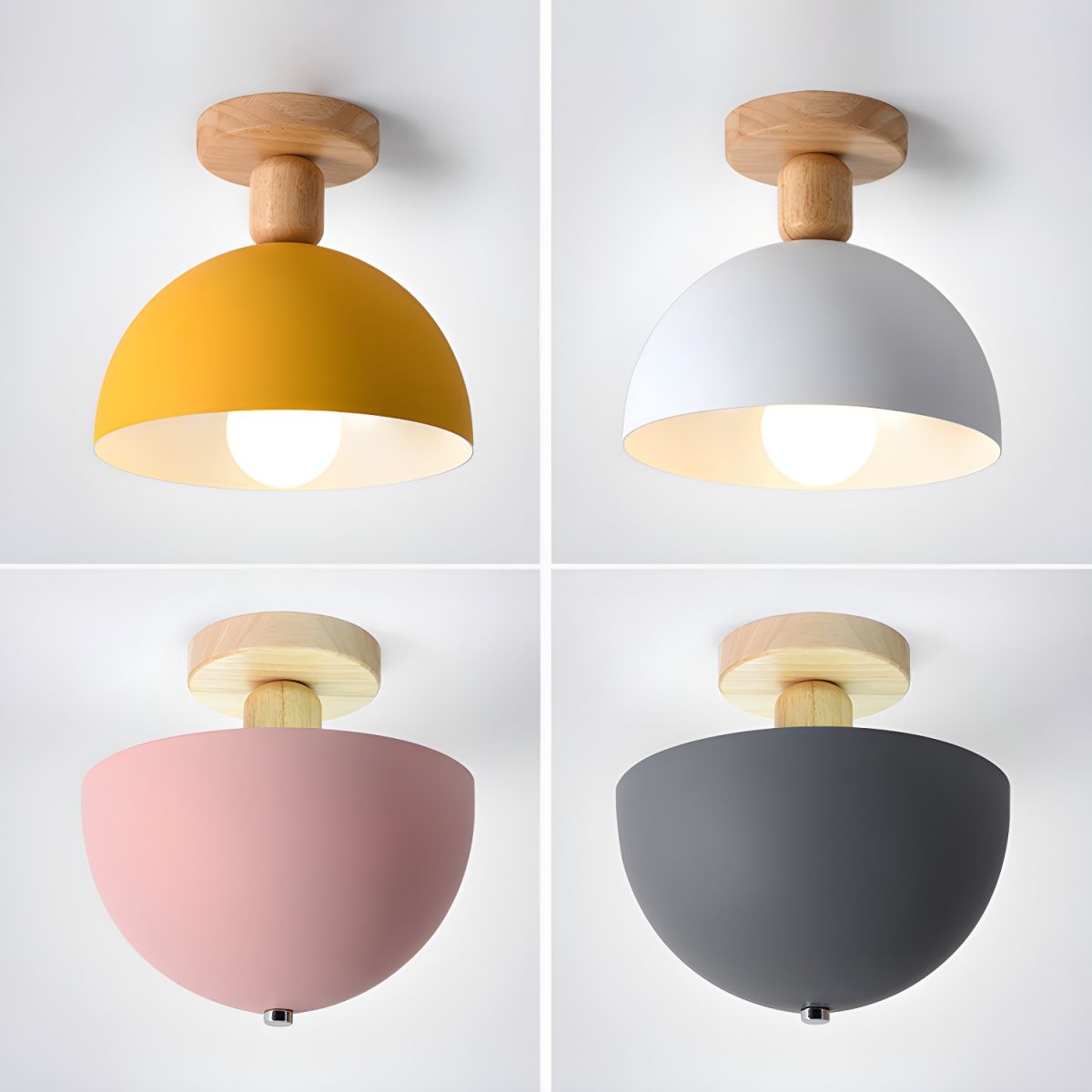 Nordic Metal Dome Semi Flush Ceiling Light Fixture | Tivorax