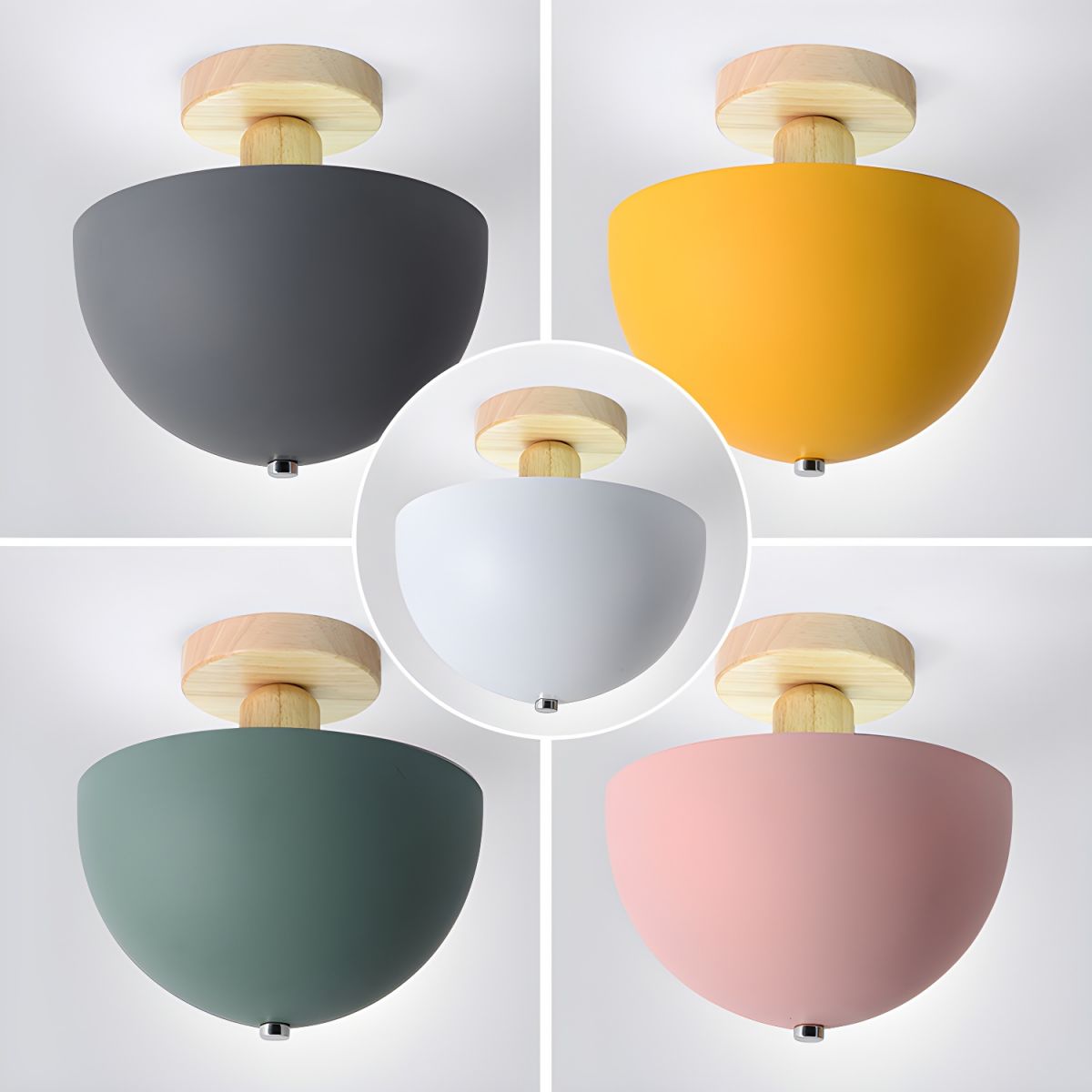 Nordic Metal Dome Semi Flush Ceiling Light Fixture | Tivorax