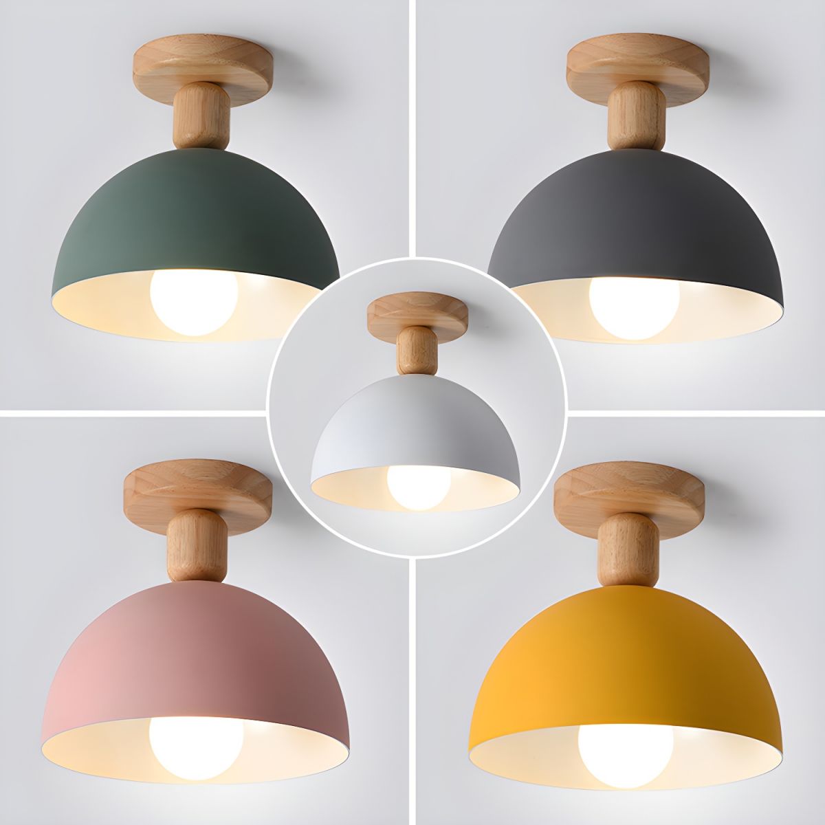 Nordic Metal Dome Semi Flush Ceiling Light Fixture | Tivorax