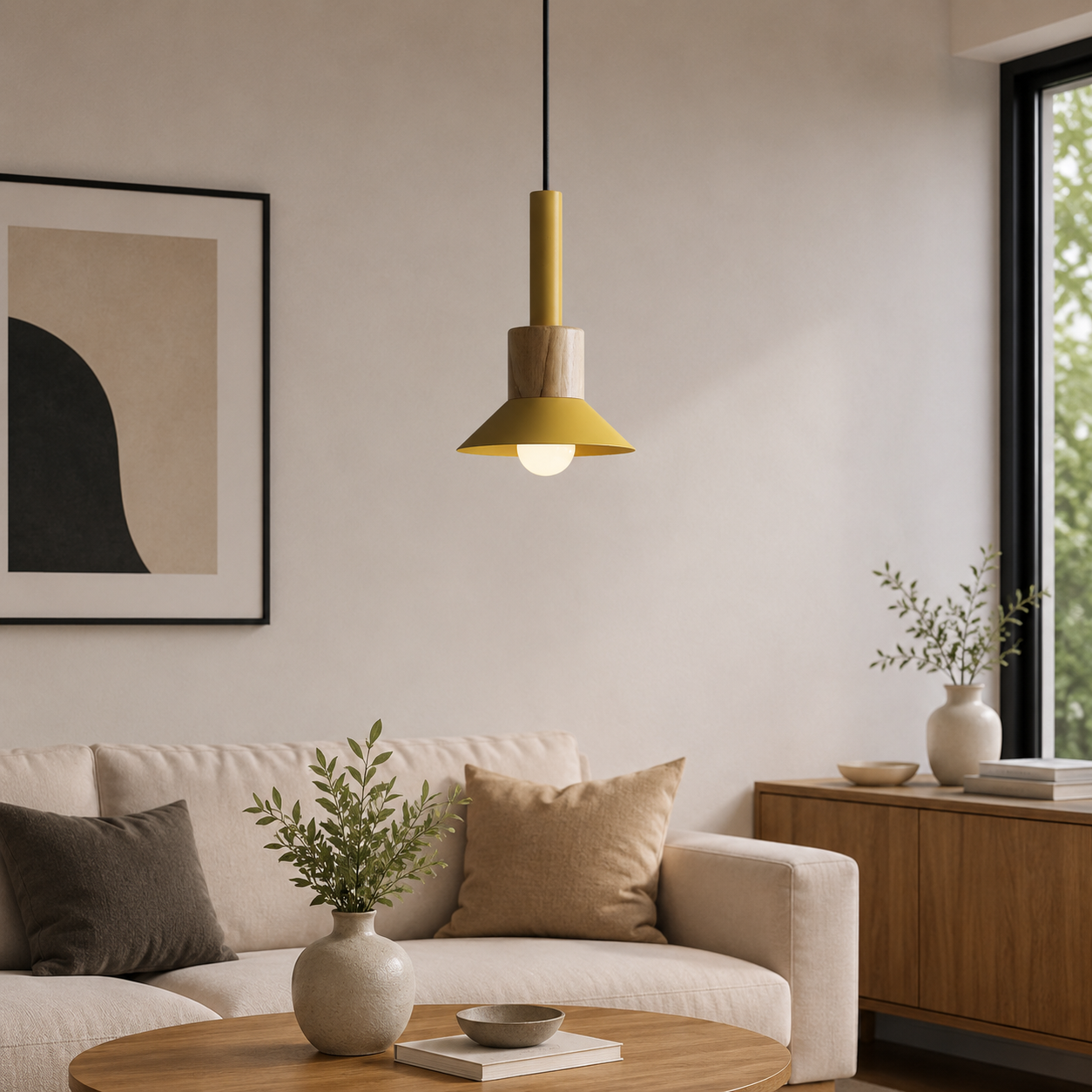 Nordic Metal Wood Pendant Light E27 Ceiling Fixture | Xarniq
