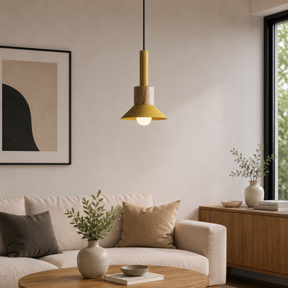 Nordic Metal Wood Pendant Light E27 Ceiling Fixture | Xarniq