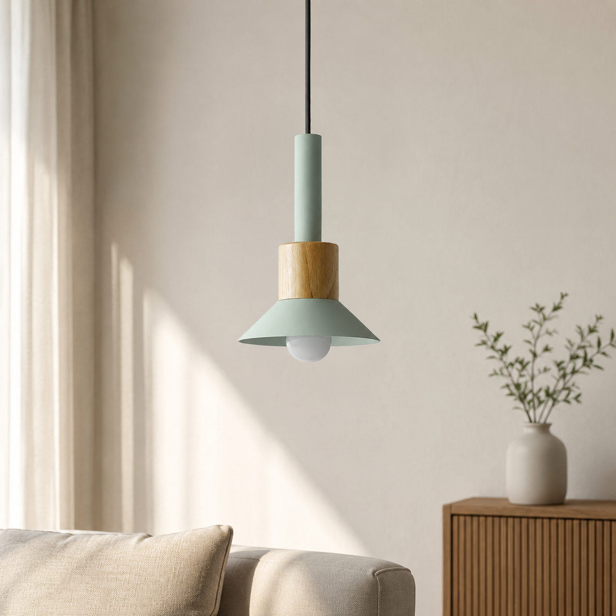 Nordic Metal Wood Pendant Light E27 Ceiling Fixture | Xarniq