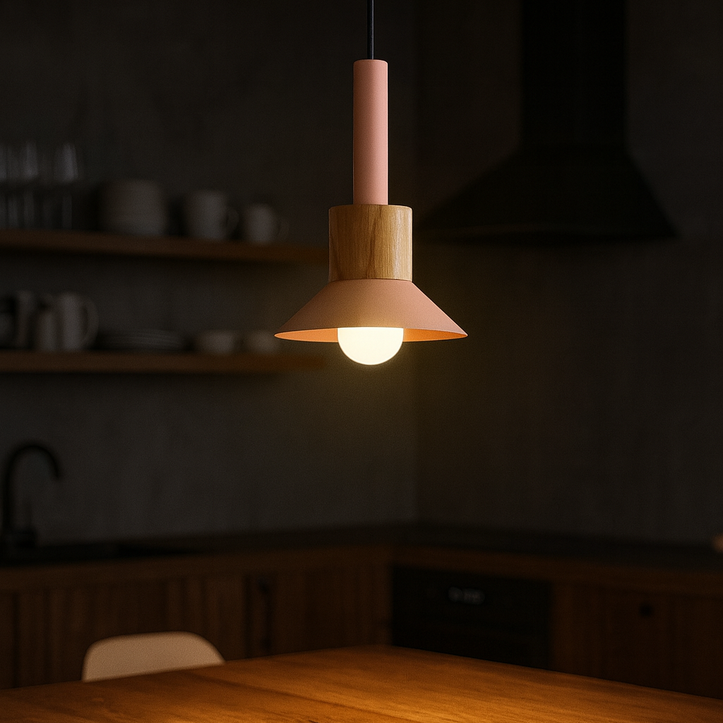 Nordic Metal Wood Pendant Light E27 Ceiling Fixture | Xarniq