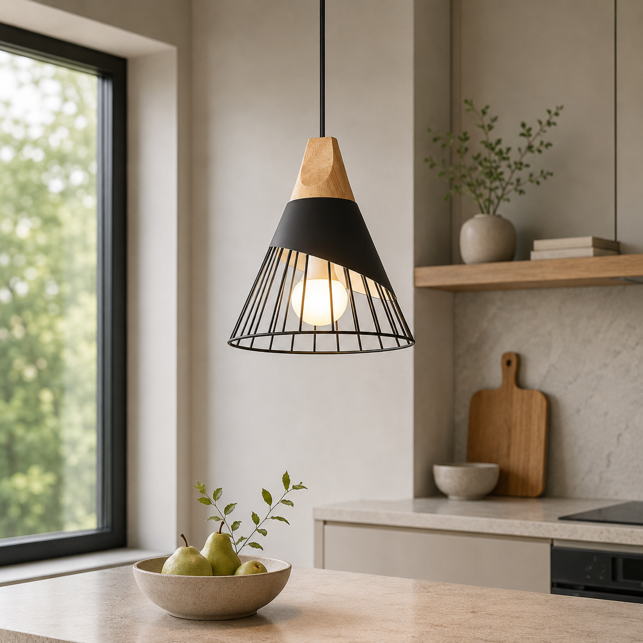 Nordic Metal Wood Pendant Light E27 Ceiling Lamp | Tylorin