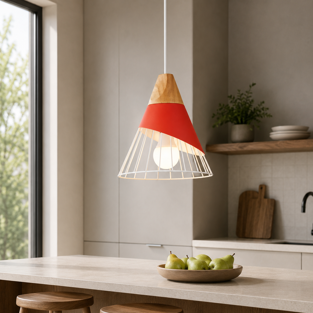 Nordic Metal Wood Pendant Light E27 Ceiling Lamp | Tylorin