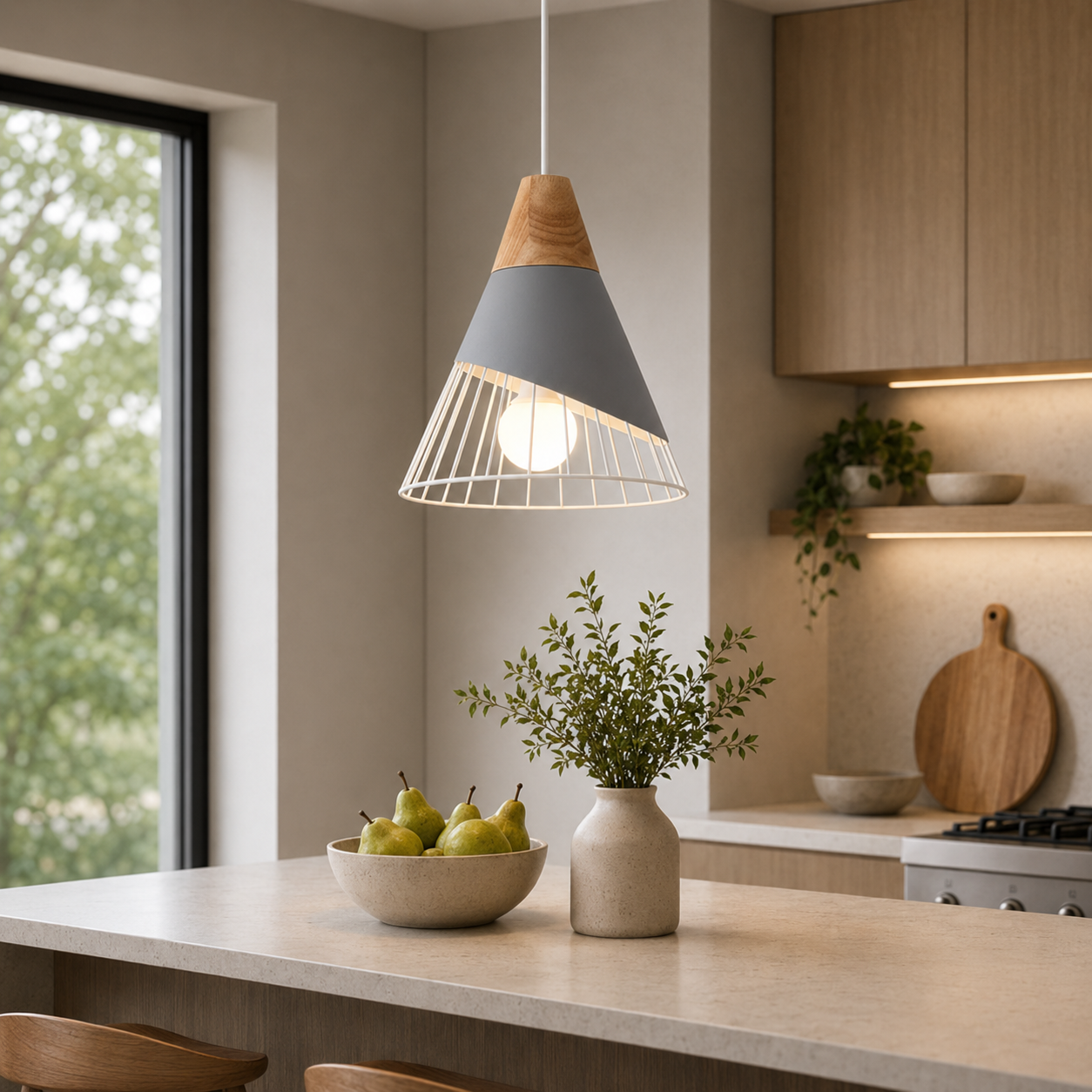 Nordic Metal Wood Pendant Light E27 Ceiling Lamp | Tylorin