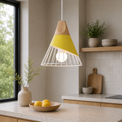 Nordic Metal Wood Pendant Light E27 Ceiling Lamp | Tylorin