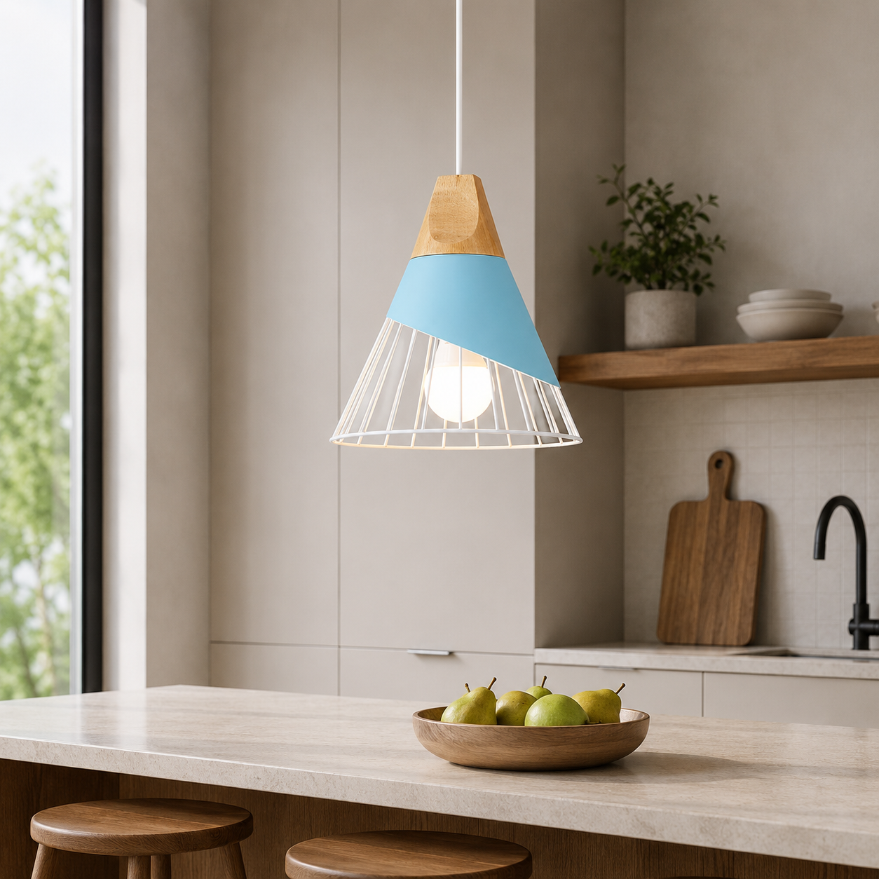 Nordic Metal Wood Pendant Light E27 Ceiling Lamp | Tylorin
