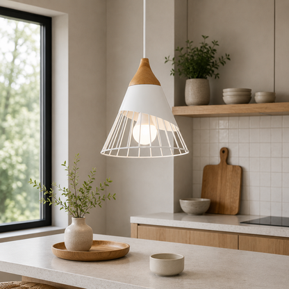 Nordic Metal Wood Pendant Light E27 Ceiling Lamp | Tylorin