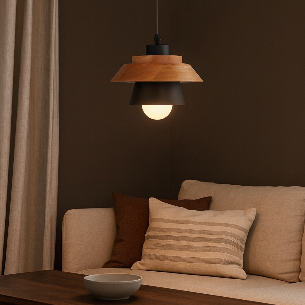 Nordic Metal Wood Pendant Light E27 Ceiling Lamp | Tylorin