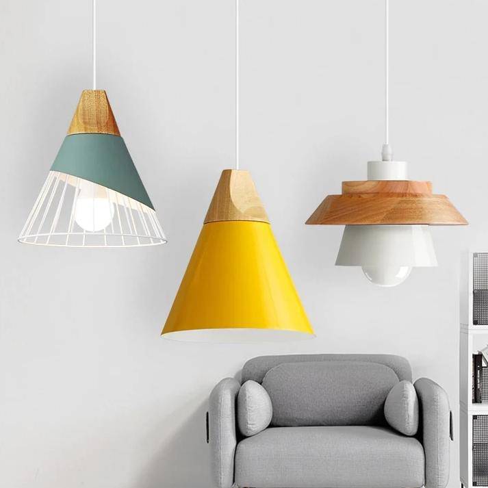 Nordic Metal Wood Pendant Light E27 Ceiling Lamp | Tylorin