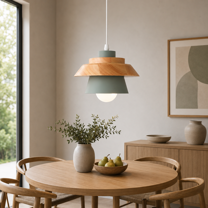Nordic Metal Wood Pendant Light E27 Ceiling Lamp | Tylorin