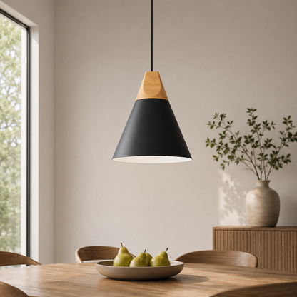 Nordic Metal Wood Pendant Light E27 Ceiling Lamp | Tylorin