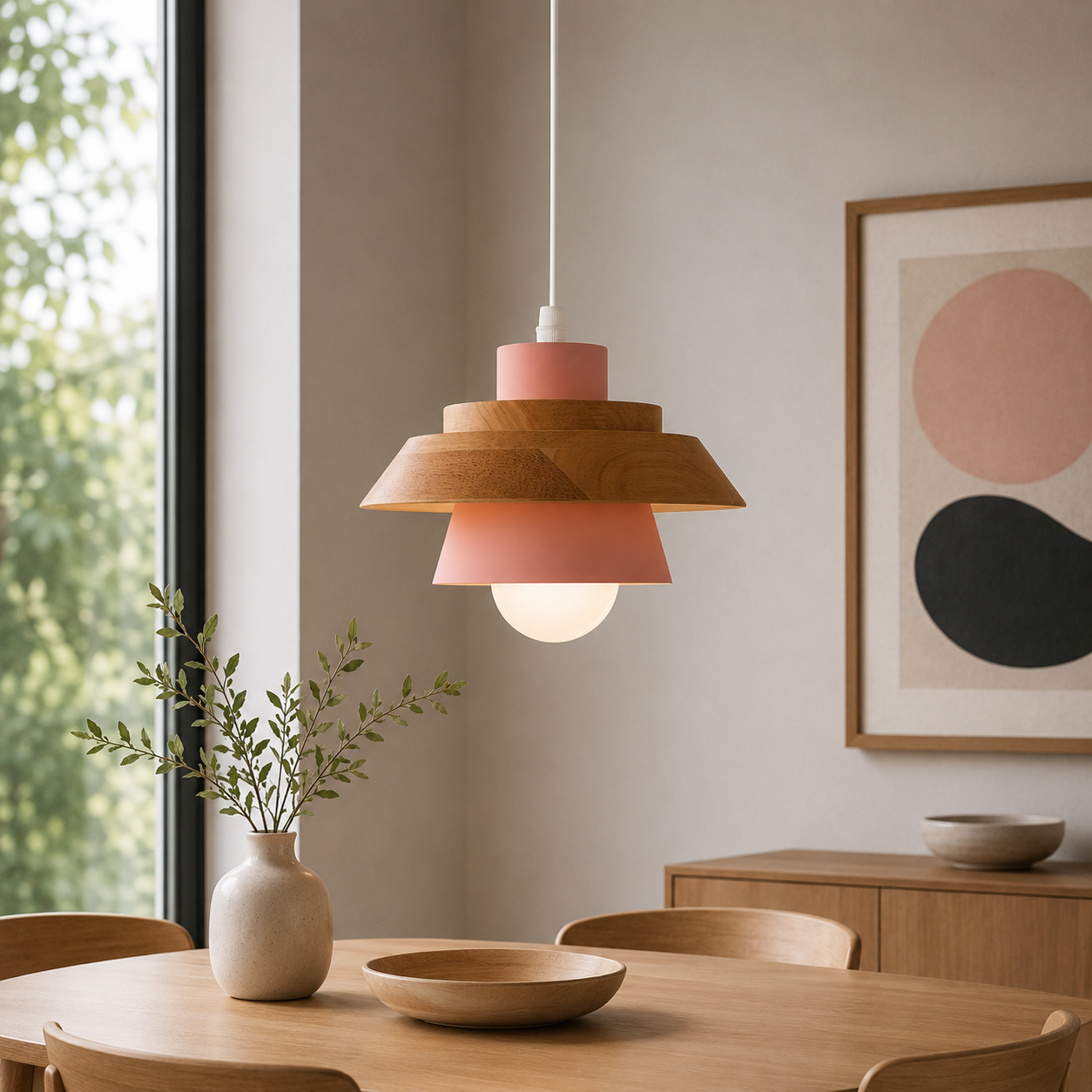 Nordic Metal Wood Pendant Light E27 Ceiling Lamp | Tylorin