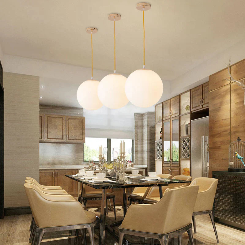 Nordic Milky Glass Pendant Light with Adjustable Cord | Tyrelix