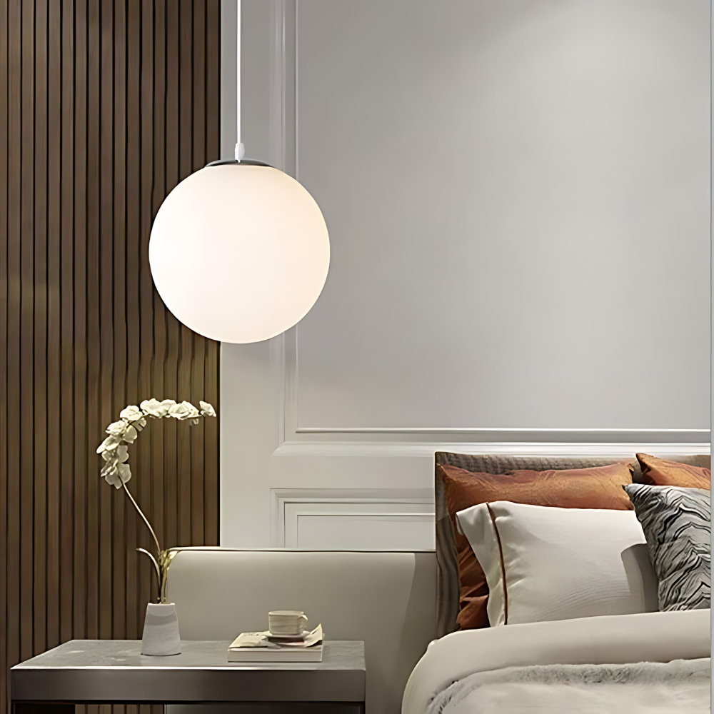 Nordic Milky Glass Pendant Light with Adjustable Cord | Tyrelix