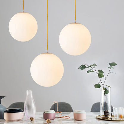 Nordic Milky Glass Pendant Light with Adjustable Cord | Tyrelix