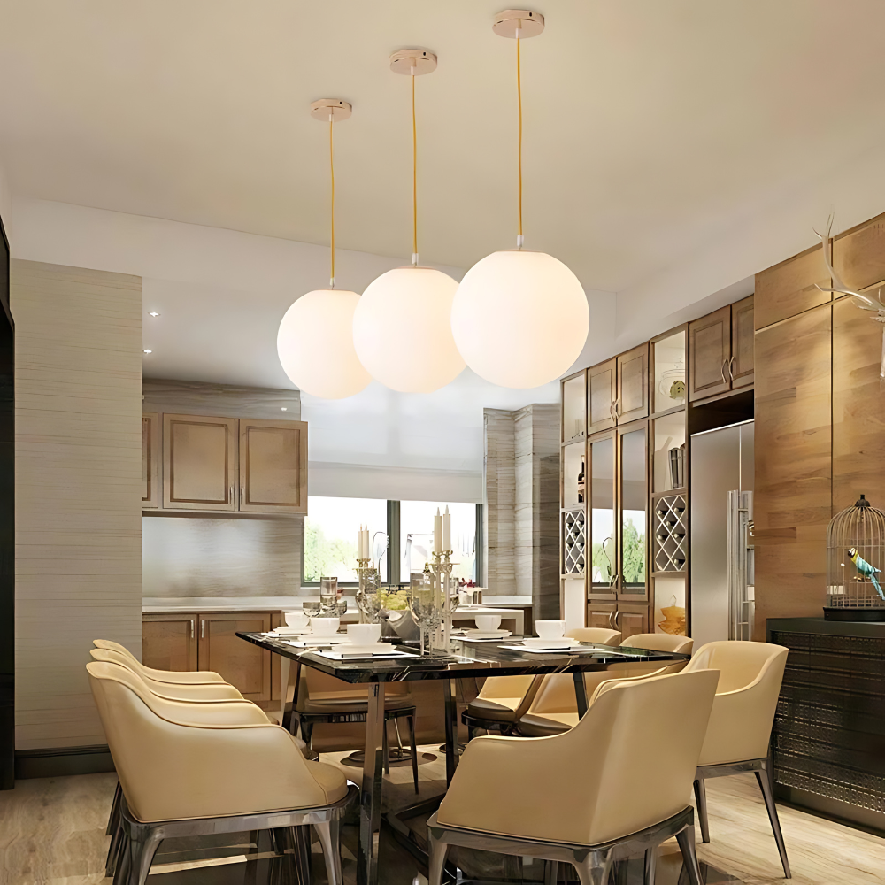 Nordic Milky Glass Pendant Light with Adjustable Cord | Tyrelix