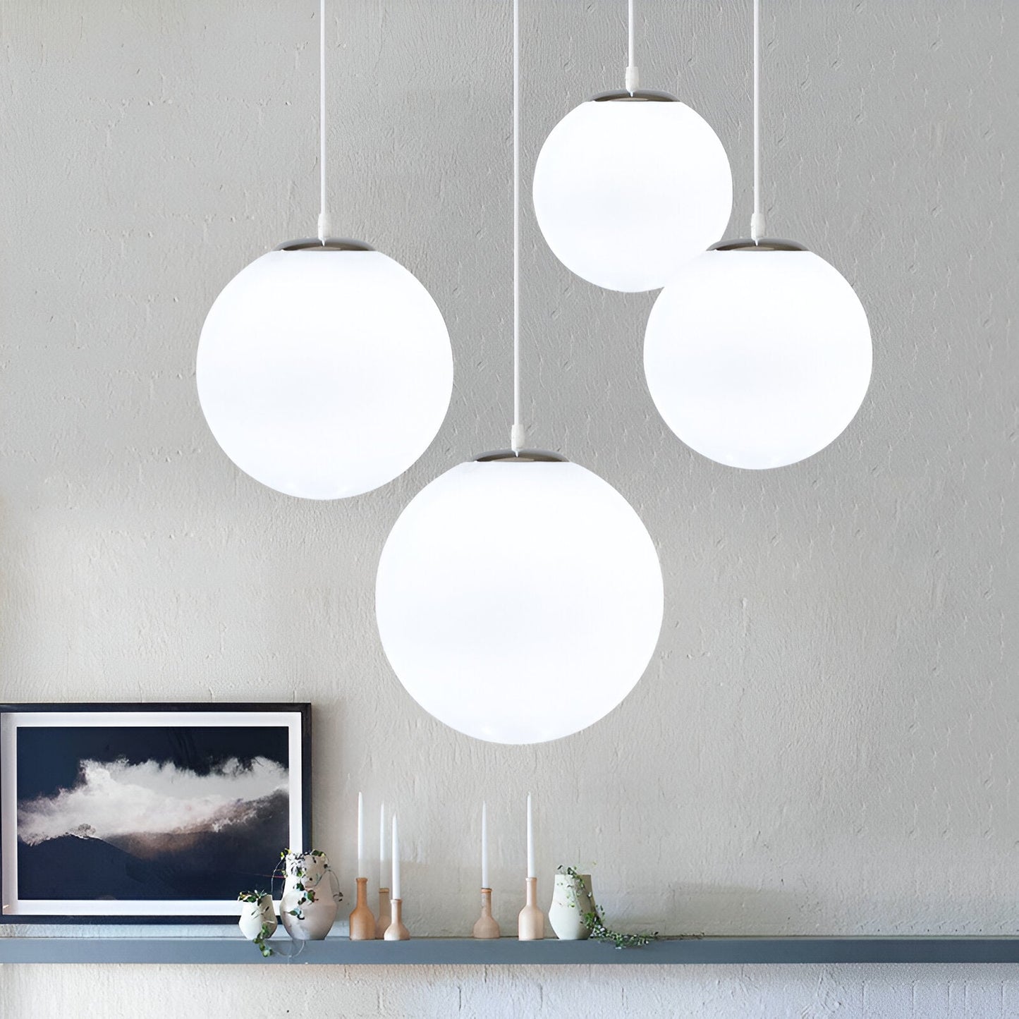 Nordic Milky Glass Pendant Light with Adjustable Cord | Tyrelix