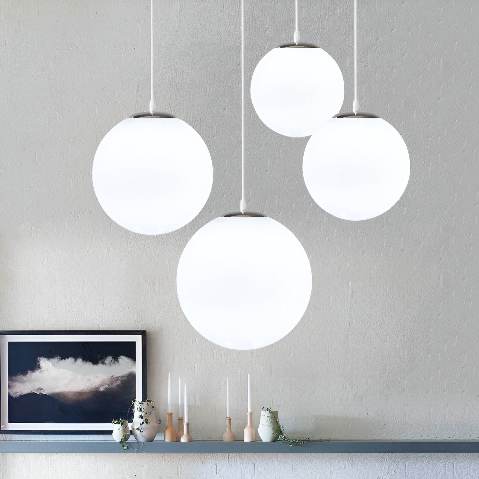 Nordic Milky Glass Pendant Light with Adjustable Cord | Tyrelix