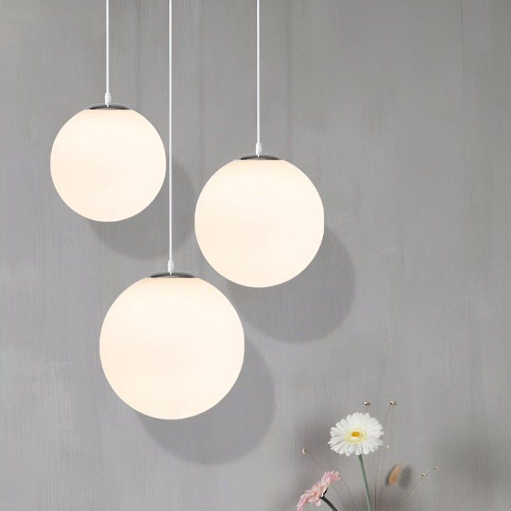 Nordic Milky Glass Pendant Light with Adjustable Cord | Tyrelix