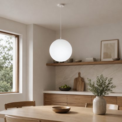 Nordic Milky Glass Pendant Light with Adjustable Cord | Tyrelix